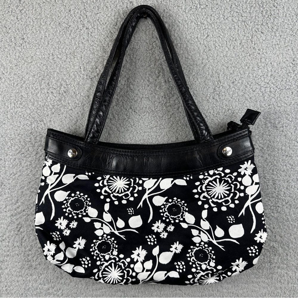 Thifty-One Purse Womens Black White Floral Shoulder Handbag Y2K Boho Casual